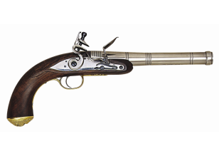 Queene Anne Flintlock Pistol Smoothbore 7-13/16" .50