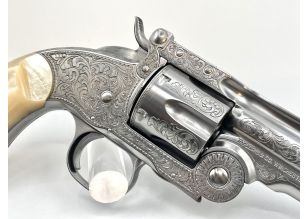 Schofield 5" .45LC White Deluxe Hand Engraved Pearl Grip