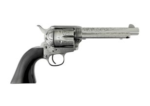 Cattleman White Engraved 5.5 .45LC Black Grip Tuned