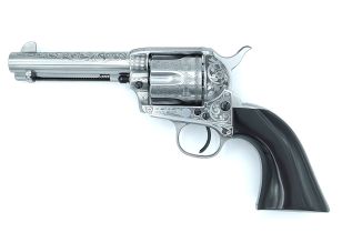 Cattleman White Engraved 4.75" .45LC Black Grip
