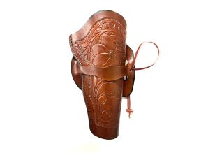 1873 SA Western Tooled Holster 5.5" Brown, Right Hand, Unlined - Ding & Dent