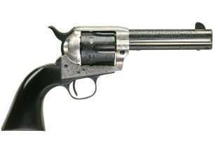 Cattleman 4.75" .45LC Coin Finish Engraved Black Grip Tuned