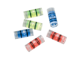 Set of Six Colored Glass Bubbles For Spirit Levels